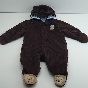 Baby Bunting Snowsuit Brown Monkey Baby Boy 6 mo